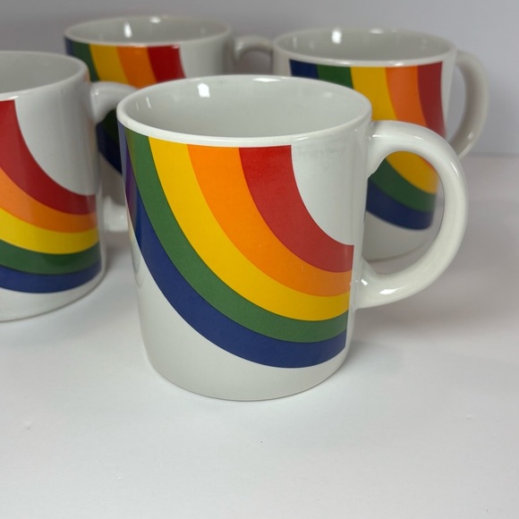 RAINBOW Coffee Mug Korea FTDA Especially For You 1984 Vintage Retro Set Of 4 - Picture 3 of 6